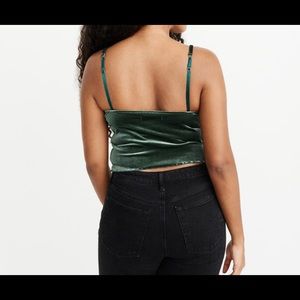 Green Velvet Cami Cropped